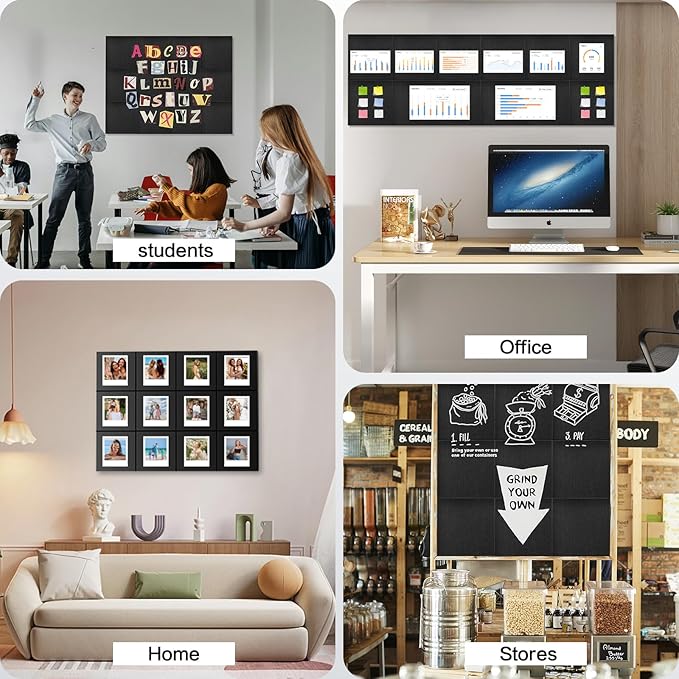 Large Cork Board Alternative 48"x36" Cork Board Felt Wall Tiles 12 Packs Bulletin Board Safe Removable No Damage for Walls Office School Tack Board Felt Letter Board Pin Board with Numbers & Pushpins