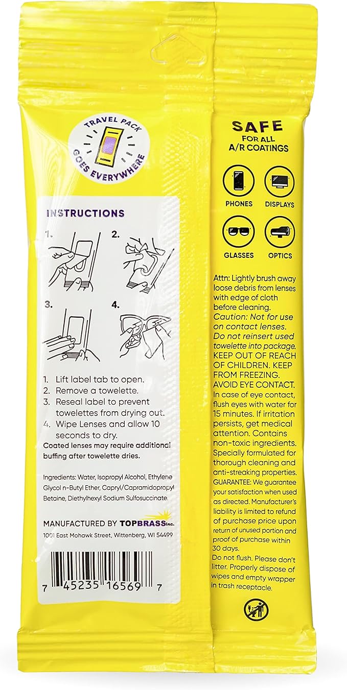 See Clear Original Lens Cleaning Wipes - Pre-Moistened Eyeglass & Screen Cleaning Cloth Towelettes - Streak Free, Scratch Free Lens & Electronic Screen Cleaner - 12 Resealable Packs of 16 (192 Wipes)-DeskLoop Office