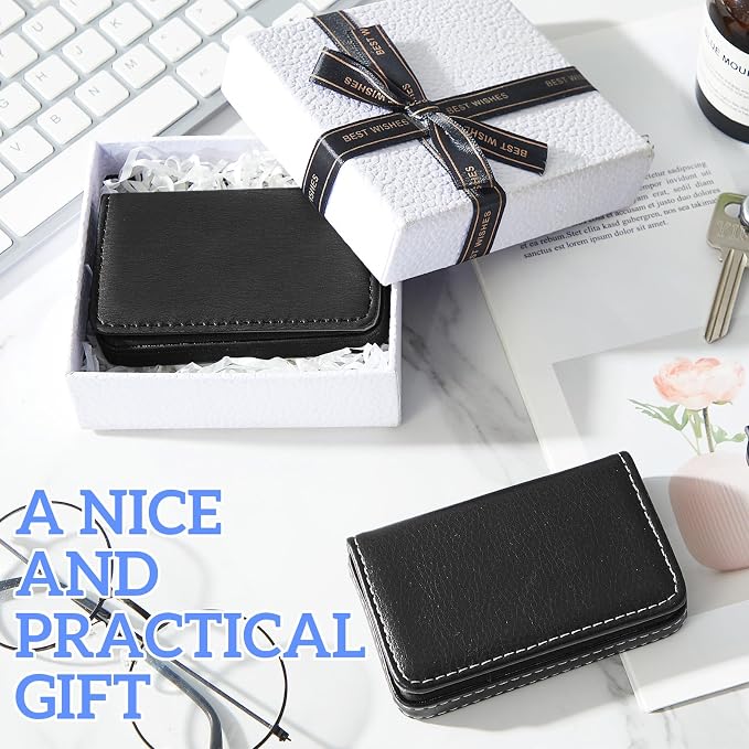 Outus 2 Pcs Business Card Holder, PU Leather Business Card Case Pocket Wallet - Image 7