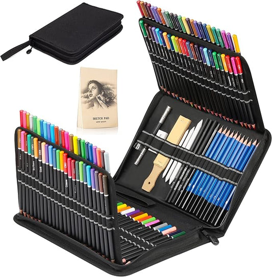 KALOUR Premium 144 Drawing Pencil Set,including 120 Colored Pencils and 24 Sketch Kit,Art Pencil Kit in Zippered Travel Case, for Drawing,Sketching and Coloring,Ideal for Beginner,Artists and Adults-DeskLoop Office