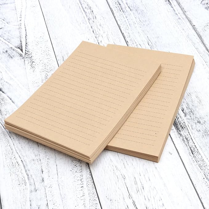 100Pcs Vintage Kraft A5 Lined Letter Paper Retro Writing Paper for Home Office Stationary1-DeskLoop Office