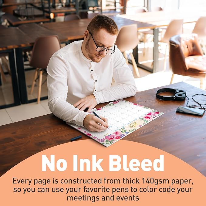 S&O Watercolor Floral Large Desk Calendar from July 2025 to Dec 2026 - Tear-Away Table Calendar 2025-2026 - Desktop Blotter - Academic Desk Planner - Desk Pad Large - 11x17in-DeskLoop Office