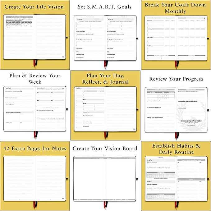 The Phoenix Journal - Best Daily Goal Planner, Organizer, & Calendar for Goal Setting, Gratitude, Happiness, & Productivity - Vision Board & Habit Tracking - 12 Weeks, Undated, Hardcover (Purple)-DeskLoop Office