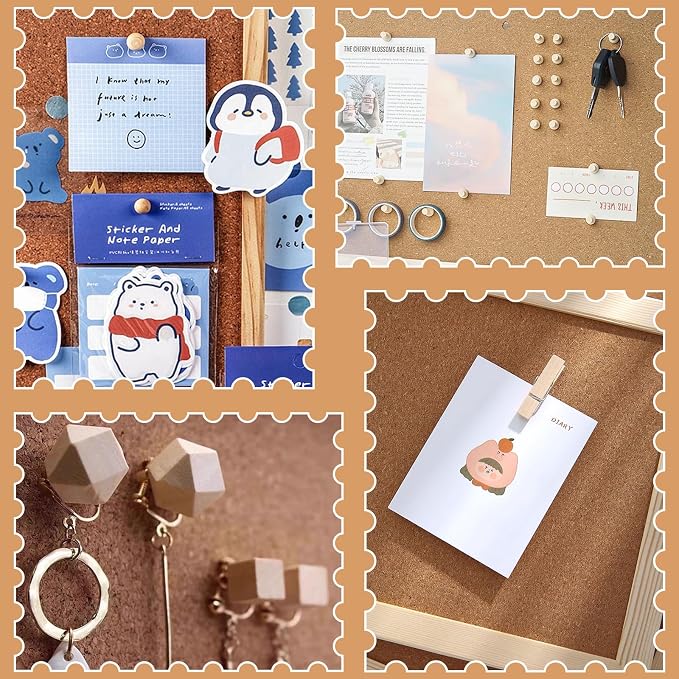 305 Pcs Thumb Tacks, Push Pins for Cork Board, Wooden Push Pins, Wooden Thumb - Image 7