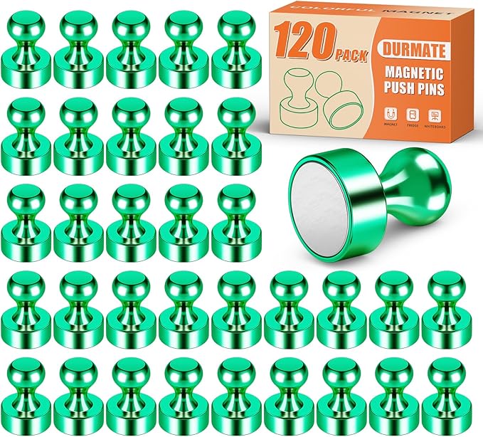120PCS Strong Refrigerator Magnets,Green Metal Magnetic Push Pins, Strong Magnets for Whiteboard, Magnetic Clips Heavy Duty for Lockers, Kitchen, Office, Home Decorative, Desk Accessories-DeskLoop Office