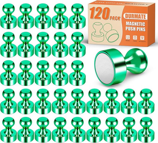 120PCS Strong Refrigerator Magnets,Green Metal Magnetic Push Pins, Strong Magnets for Whiteboard, Magnetic Clips Heavy Duty for Lockers, Kitchen, Office, Home Decorative, Desk Accessories-DeskLoop Office