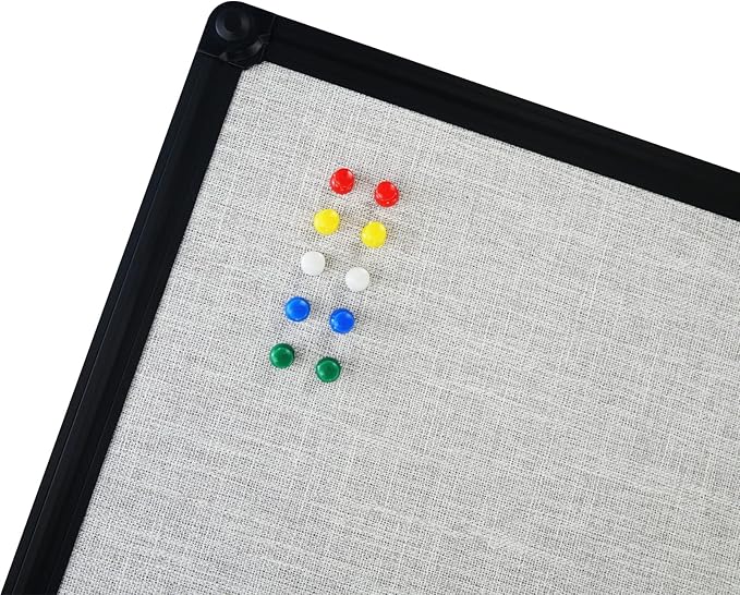 JILoffice Cork Linen Bulletin Board 48 X 36 Inch (Grey), Black Aluminum Frame Wall Mounted Board Memo Pin Board for Office Home and School-DeskLoop Office