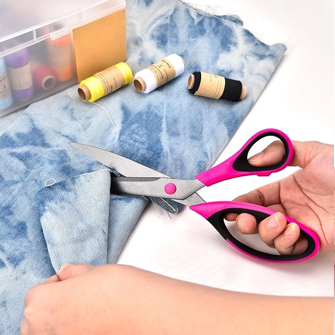 Craft Scissors Set, Sharp Scissors All Purpose Heavy Duty, Teflon Non-stick Titanium Coated, Ergonomic Grip, Ideal for Sewing Fabric DIY&Arts Scrapbook School Office Supplies, 9.3''/8.5''/5.6"-DeskLoop Office