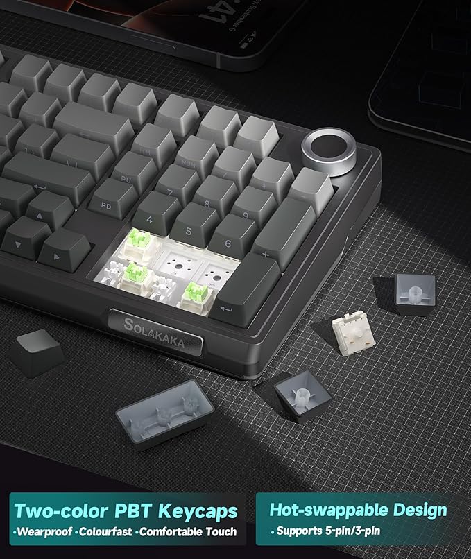 KI99 Pro 96% Wireless Mechanical Keyboard, RGB Gaming Keyboard, Hot-Swappable Pre-Lubed Switches, Gasket Structure Creamy Keyboards for Gamer/PC/Laptop (Black)-DeskLoop Office