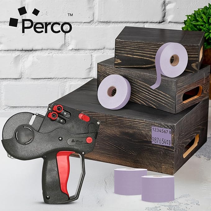 Perco Lavender Pricing Labels for Monarch 1136 Price Gun - 3 Sleeves, 24 Rolls Value Pack - 42,000 Price Marking Labels - with Ink Rolls Included-DeskLoop Office