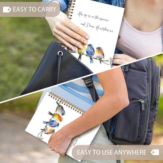 Christian Bird Sparrow Notebook Journal, Rustic Spring Bird Spiral Notebook, Sparrow Watching Notebooks Gifts for Birds Lovers Women Men, Birds Themed School Office Supplies, 6x8.2In-DeskLoop Office