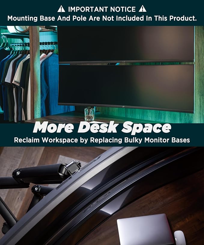 ULTRARM Heavy Duty Extension Arm Dual 49" Vertical Stacked Monitor Mount Height - Image 7