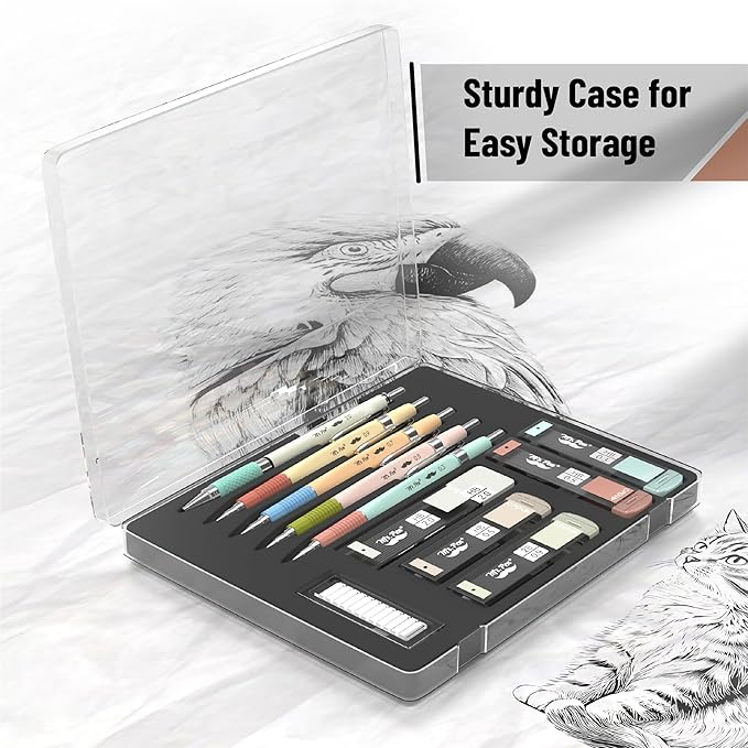 Mr. Pen- Mechanical Pencil Set, 5 Sizes, 0.3, 0.5, 0.7, 0.9, 2mm, Anti Skidding Grip Cute Mechanical Pencils, Sketching Pencils, Aesthetic Mechanical Pencils, Pastel Mechanical Pencils-DeskLoop Office