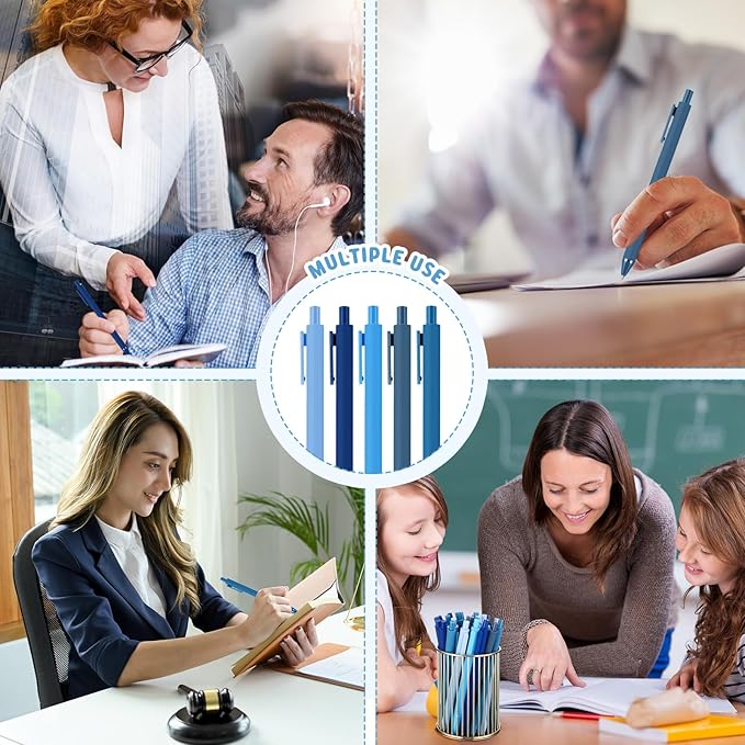 100 Pcs Ballpoint Pens Bulk Retractable Writing 1. 0 mm Black Ink Cute Pens Smooth Writing Color Fancy Gift for Teacher Student Employee Office School Home Baby Shower Supplies (Blue Series)-DeskLoop Office