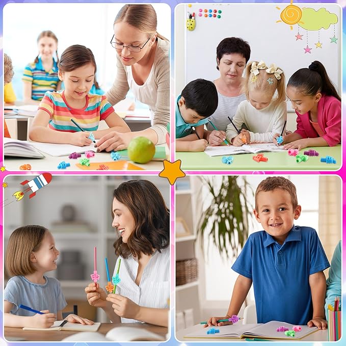 SANNIX 8 Pack Pencil Kids Grips for Kids Handwriting, Grip Posture Correction Training Pen Writing Aid Tool for Kids Preschools Children Adults Students Elementary Teaching Tools-DeskLoop Office