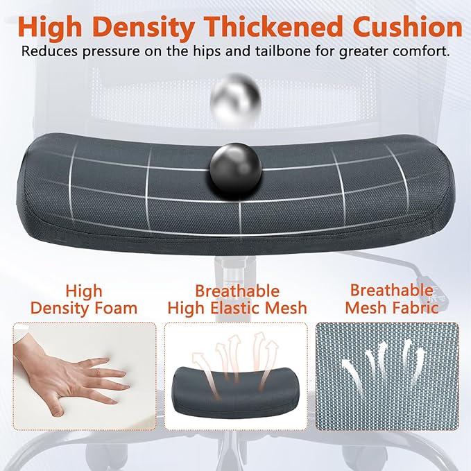 CLATINA Ergonomic Office Desk Chair - Mesh Office Chair with Adjustable Lumbar Support, Rolling Comfortable Computer Task Chairs with Arms for Home Conference-Gray-DeskLoop Office