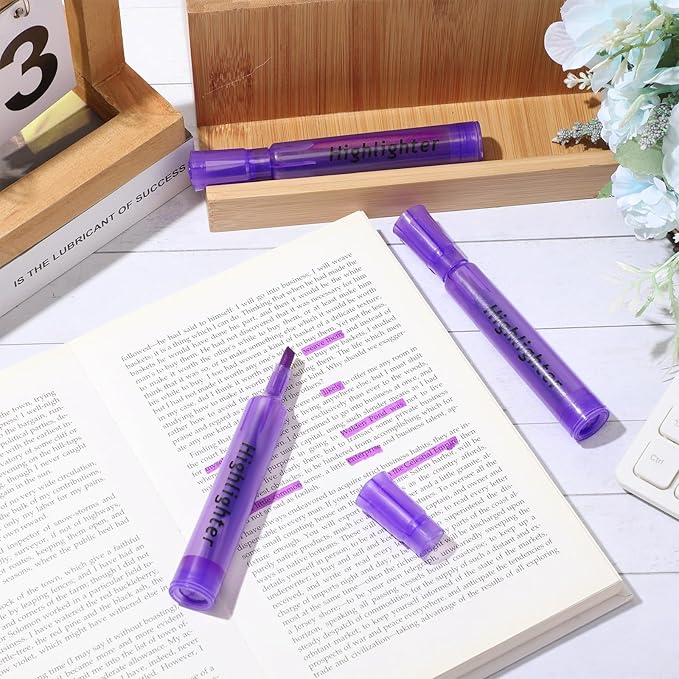 Qilery 30 Pack Highlighters Bulk, Tank Style Chisel Tip Highlighters Markers Quick Drying for Kids and Adult Coloring, Classroom Home Office School Supplies (Purple)-DeskLoop Office