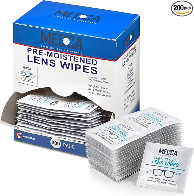 Premoistened Lens and Glass Cleaning Wipes - Portable Travel Cleaner for Glasses, Camera, Cell Phone, Smartphone, and Tablet - Disposable, Quick Drying, Streak Free - Individually Wrapped, Pack of 200-DeskLoop Office