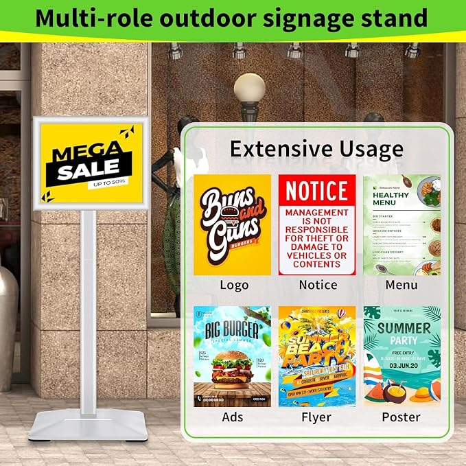 INNOVSIGN Heavy Duty Adjustable Pedestal Poster Sign Stand, 8.5x11 Aluminum - Image 9