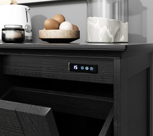 OLD CAPTAIN Double Tilt Out Trash Cabinet, Wooden Kitchen Garbage Can Free Standing Holder, Black Finish-DeskLoop Office