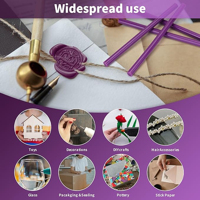 MATUFF Purple Hot Glue Sticks Full Size 0.43” Dia x 8” Long, 20 pcs Hot melt Adhesive Glue Sticks, All-Purpose Colored Glue Gun Sticks for DIY Purple Crafting Arts and Wedding Cards, Sealing (Mauve)-DeskLoop Office