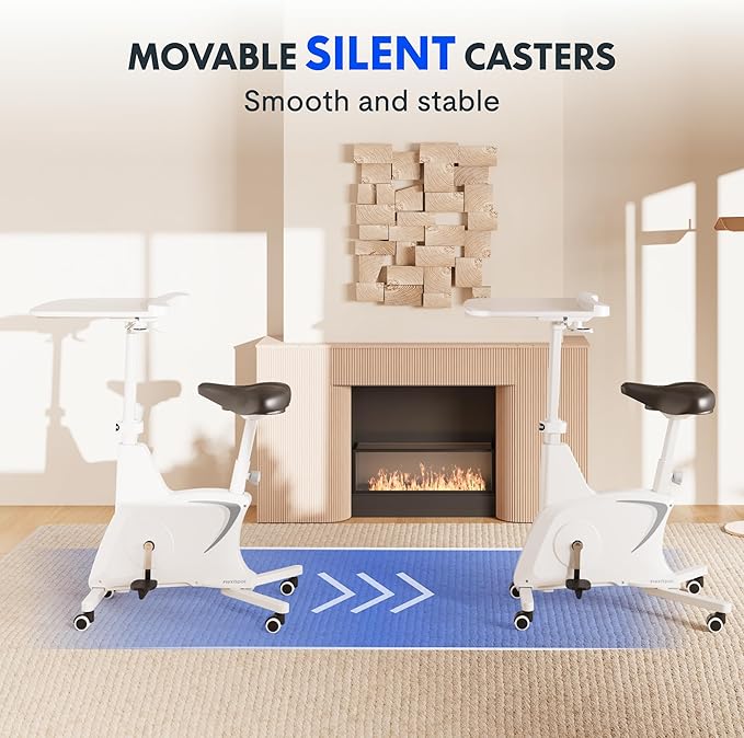 FLEXISPOT 3-in-1 Small Standing Desk Adjustable Height Movable Rolling Desks Laptop Desks Workstation with Integrated Pedal Exerciser Wide Seat, Desk for Home Office Corner Small Space, White-DeskLoop Office