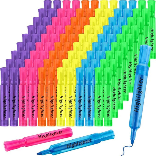 Teling 120 Pcs Highlighters Bulk Chisel Tip Tank Style Highlighters for School Classroom Assorted Color Fluorescent Pens for Office Shop-DeskLoop Office