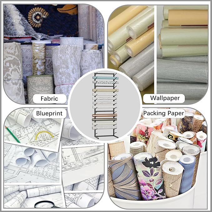 GIOTORENT Wall Mount Blueprint Storage Rack,15-Tier Heavy Duty Blueprint Holder for Construction Plan, Posters,Vinyl Rolls, Art Prints, Max 30lb/Arm, Easy Mount for Home, Office(Matte Black)-DeskLoop Office