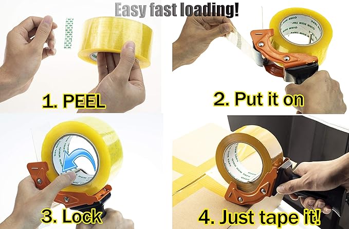 2 Pcs Rapid-Replace Packing Tape Dispenser Guns with Extra Blade, 2 in (50mm) Lightweight Ergonomic Industrial Handheld Heavy Duty Tape Cutter for Carton, Packaging and Box Sealing, LDS Industry-DeskLoop Office