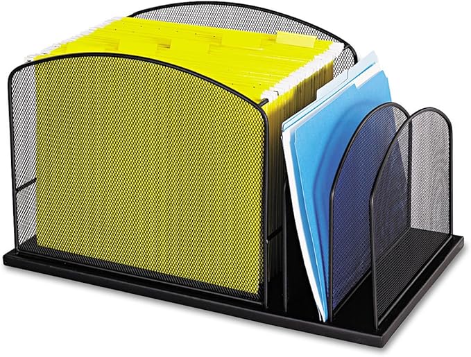 Safco 3259BL Onyx Mesh Hanging File with 2 Vertical Sections, Black-DeskLoop Office