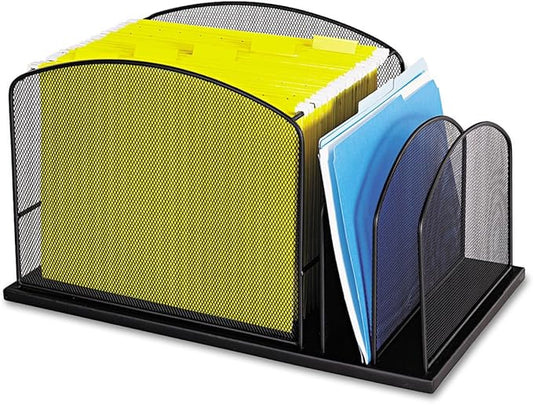 Safco 3259BL Onyx Mesh Hanging File with 2 Vertical Sections, Black-DeskLoop Office
