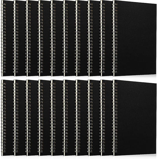 Eersida 20 Pack A5 Spiral Notebook College Ruled Spiral Notebook Bulk 5.5 x 8.3 Inch Hardcover Notepads Lined Travel Writing Journal Notepad, 50 Sheets 100 Pages(Black)-DeskLoop Office