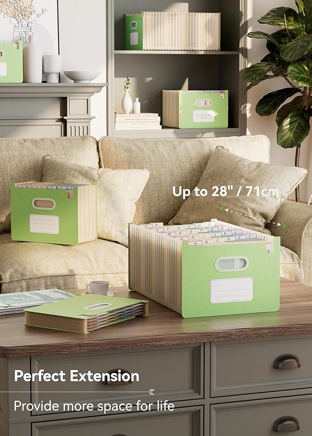 Accordion File Organizer, 26 Pockets Wheat Straw Expanding File Folders, Upright&Open Top, A-Z Bill Receipt Organizer, 100% BPA Free, Return to Nature, Healthy Living, Letter/A4 Size-Mint Green-DeskLoop Office