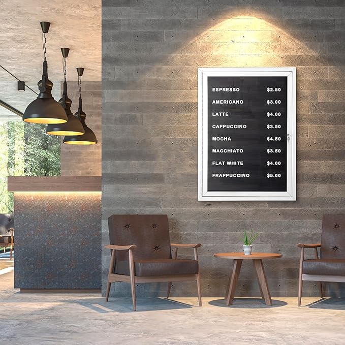 SWANCROWN Outdoor Lockable Letter Bulletin Board Shatter Resistant Display Cases Wall Mount Message Board with Swing Door,36x24 inches-DeskLoop Office