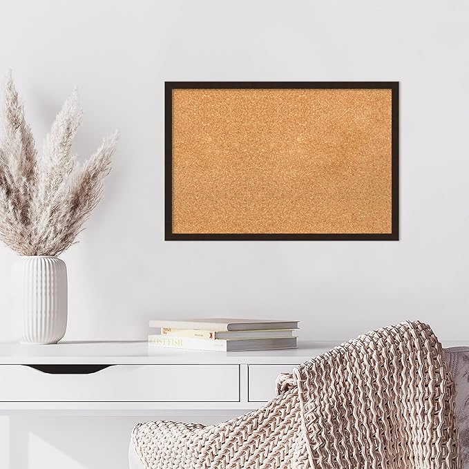 Amanti Art Natural Cork Board for Wall, 17x25 Vision Board with Brown Wood Frame, Medium Corkboard Office Decor for Home Organization, Rustic Farmhouse Corkboard Pinboard to display items for home-DeskLoop Office