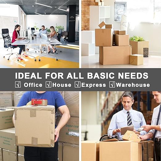 BOMEI PACK Brown Packing Tape Refills, Heavy Duty 12Rolls with 1 Dispenser for Packaging, Shipping and Moving, 2.4Mil 1.88 Inch x 60 Yard-DeskLoop Office