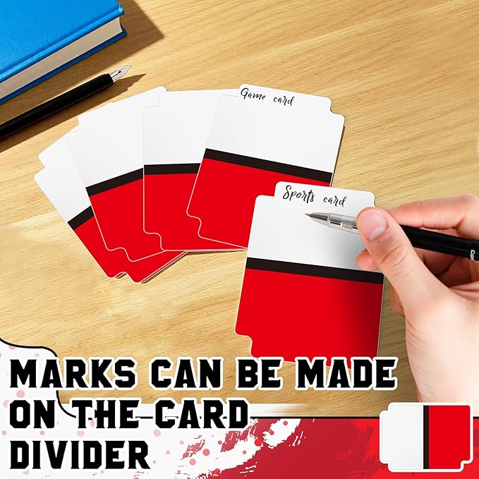 50pcs Red and White Trading Card Dividers Plastic Index Card Storage Dividers with Tabs Card Separators for Sports Recipe Game Card Organize-DeskLoop Office