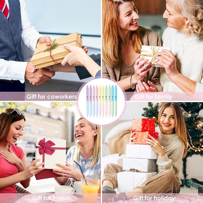 Gel Pens, 10PCS 0.7mm Gel Pens Black Ink Fine Point Smooth Writing Pens, High-End Series Ballpoint for School Office Supplies, Easter Basket Essentials, Easter Gifts for Men Women Student (Gradient)-DeskLoop Office