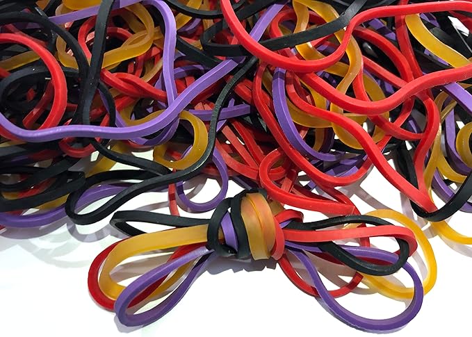 Rubber Bands, Size 117 (7" x 1/8''), Colorful Non Latex Large Rubber Band Bulk Elastic Stretchable, Durable Elastic Band Loops for Files Folders Bank Paper Bills Money, Office or Home use, 50g/Bag-DeskLoop Office
