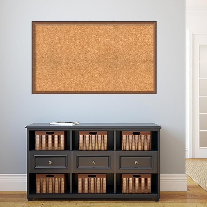 Amanti Art Natural Cork Board for Wall, 28x48 Vision Board with Bronze Frame, Oversize Corkboard Office Decor for Home Organization, Modern Corkboard Pinboard to Display Items for Home Organization-DeskLoop Office