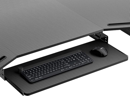EUREKA ERGONOMIC Adjustable Keyboard Tray Under Desk, 28x11 Inch Large Slide Out Keyboard & Mouse Platform Tray, Wooden Pull Out Computer Keyboard Drawer for Typing Home Office Desk, Black-DeskLoop Office