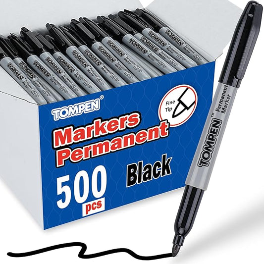 Black Permanent Markers Bulk,Fine Tip,500 Pack,Waterproof Permanent Marker Pens with Quick Drying on Wood,Plastic,Paper,Metal,Mirror for Office School Classroom Home-DeskLoop Office