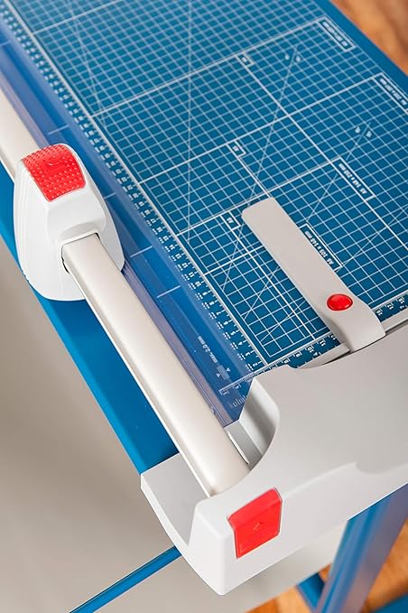 Dahle 448s Premium Rotary Trimmer w/Stand, 51" Cut Length, 20 Sheet Capacity, Self-Sharpening, Automatic Clamp, German Engineered Paper Cutter-DeskLoop Office