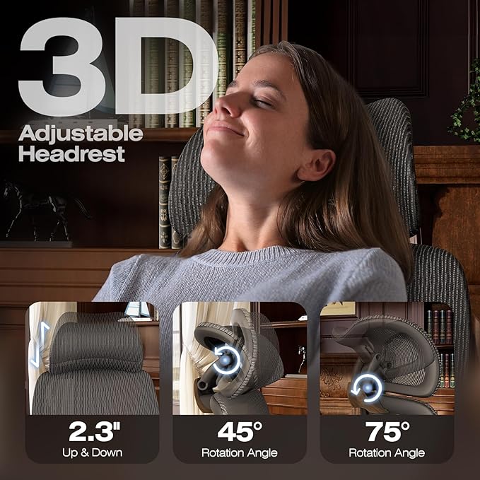 ELABEST X100 Ergonomic Office Chair with Footrest, Big and Tall Home Desk Chair with 5D Flip-Up Arms, Adjustable 5D Lumbar Support,High Back Rolling Computer Chair, Swivel Mesh Chairs (Library Oak)-DeskLoop Office