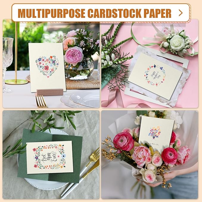 MixTeach 100 Sheets Cream Cardstock 8.5 x 11 Inch Thick Cardstock Paper, 250gsm/92lb Double Sided Cream Card Stock Printer Paper for Cards Making, Crafts, Scrapbook, Invitations, Drawing, Printing-DeskLoop Office