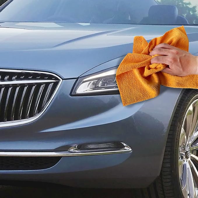 Reusable Microfiber Wipes, 50 Packs, Size 14 inches x 14 inches (Orange)-DeskLoop Office