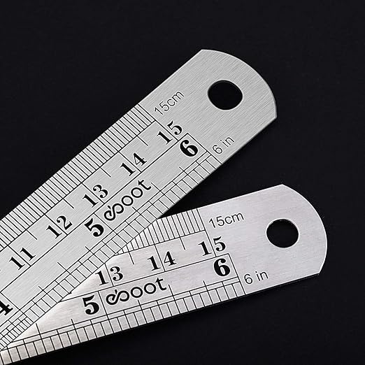 Stainless 2 Pack Steel Ruler 6 Inch Metal Rule Kit with Conversion TableC-DeskLoop Office