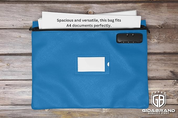 Sky Blue Notary Bag | 14x11 Inch | Locking Document Case | Zipper Closure | Fits Notary Kit, Stamp, Embosser, Ink Pad & Valuables-DeskLoop Office