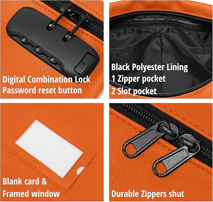 Orange Notary Bag with Lock | 14x11 inch | Zipper Supplies Bag | Locking Document Case for Notary Kit, Stamp, Embosser, Ink Pad, and Valuables-DeskLoop Office