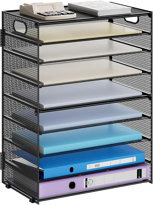 Marbrasse Paper Organizer Letter Tray, 9 Tier Mesh File Organizer with Handle, Paper Sorter Desk Organizer for Home Office Supplies-DeskLoop Office